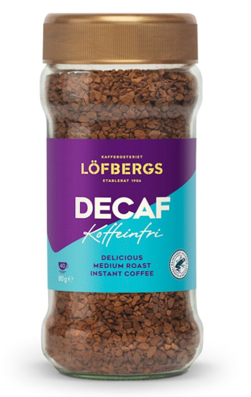 Растворимый кофе без кофеина Löfbergs Decaf, 80 г, RFA 