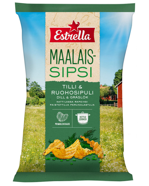 Картофельные чипсы Estrella со вкусом укропа и зелёного лука, 180 г 
