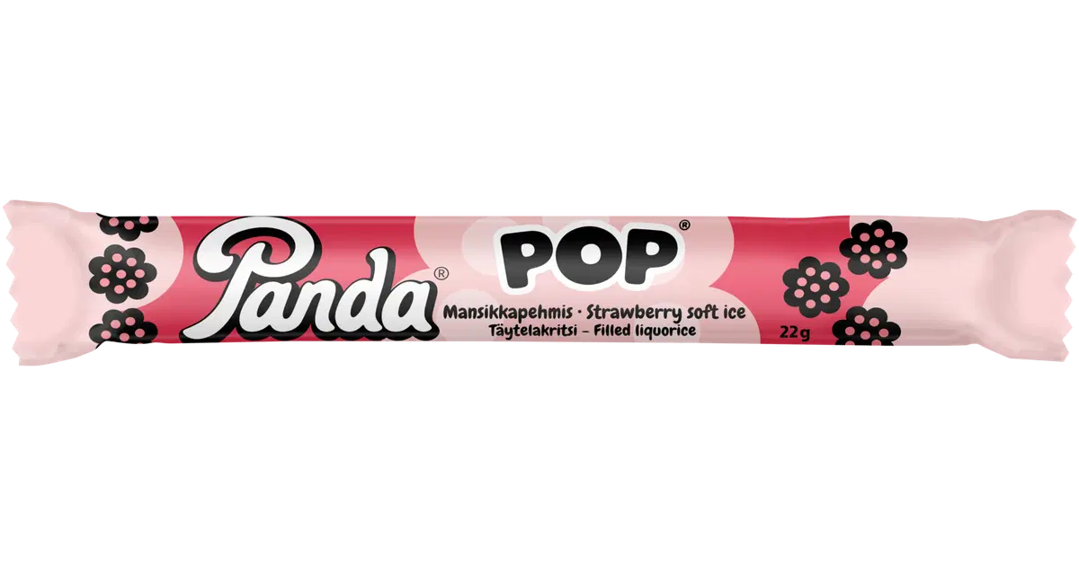Panda Pop mansikkapehmis täytelakritsipatukka 22g