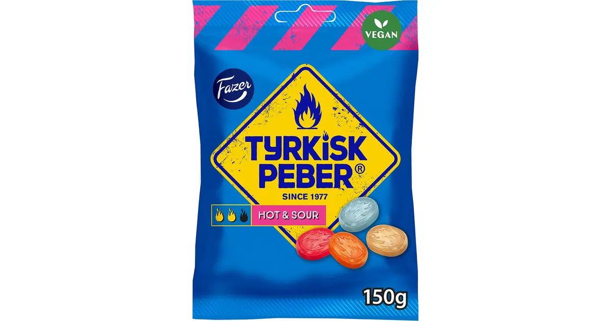 Fazer Tyrkisk Peber Hot & Sour salmiakkihedelmä karkkipussi 150g