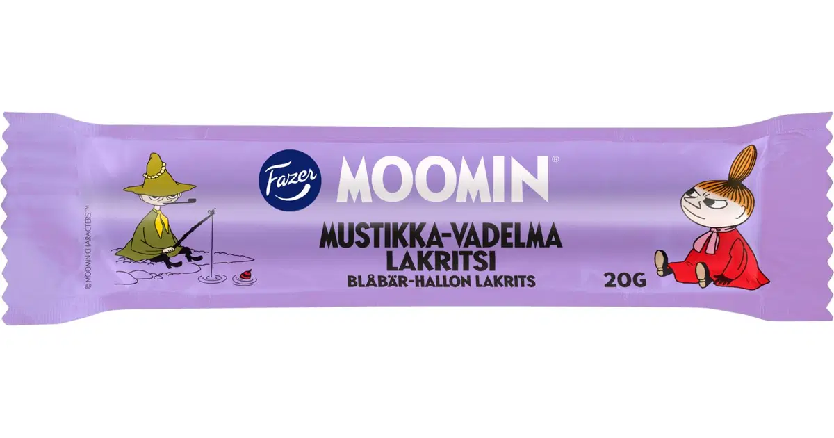 Fazer Moomin Mustikka-vadelma lakritsipatukka 20g