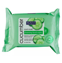 Beauty Formulas Огуречные очищающие салфетки для лица 25 шт. 
